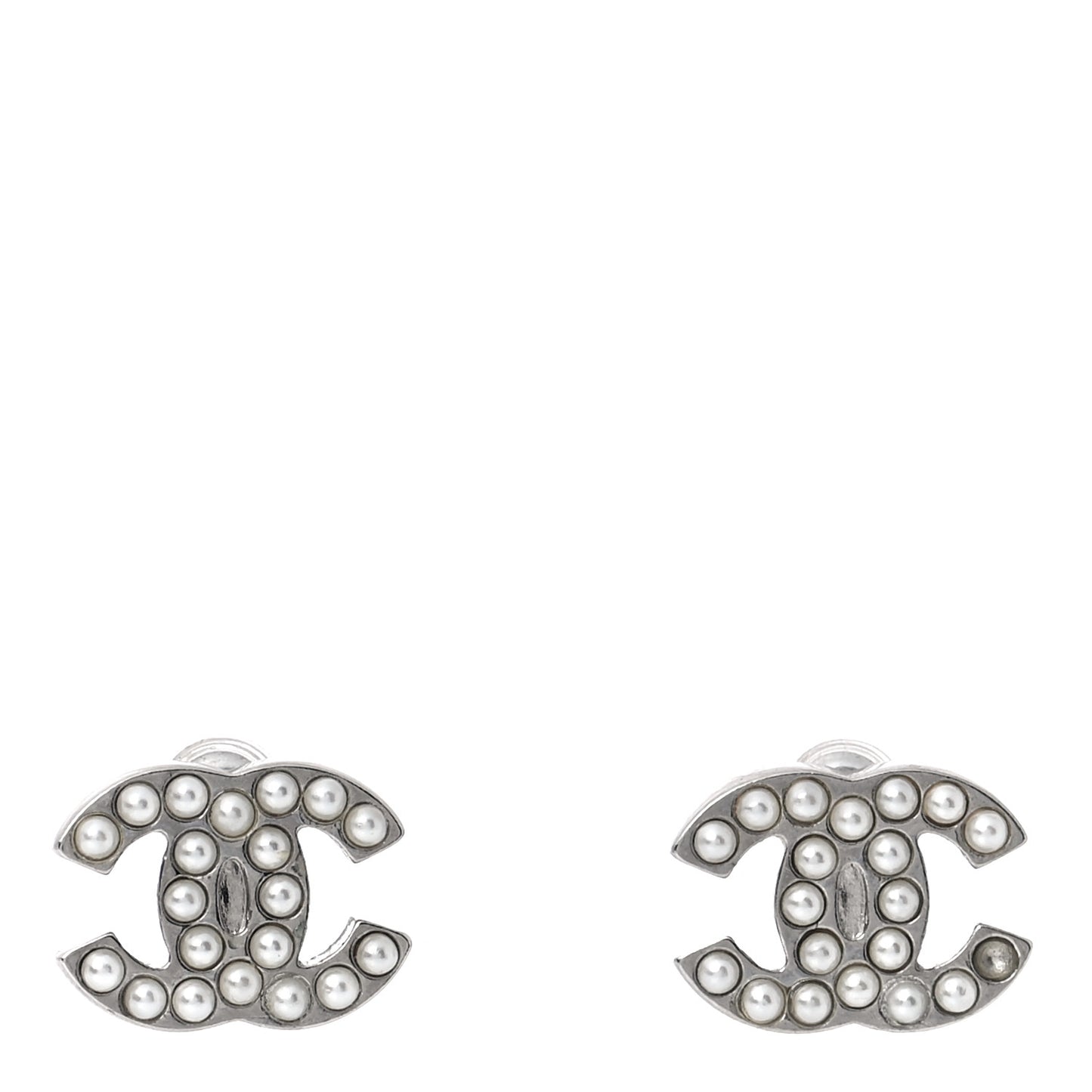 Pearl CC Earrings Silver