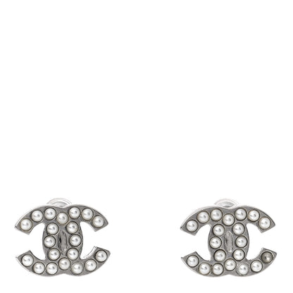 Chanel Pearl CC Earrings Silver 1 of 5