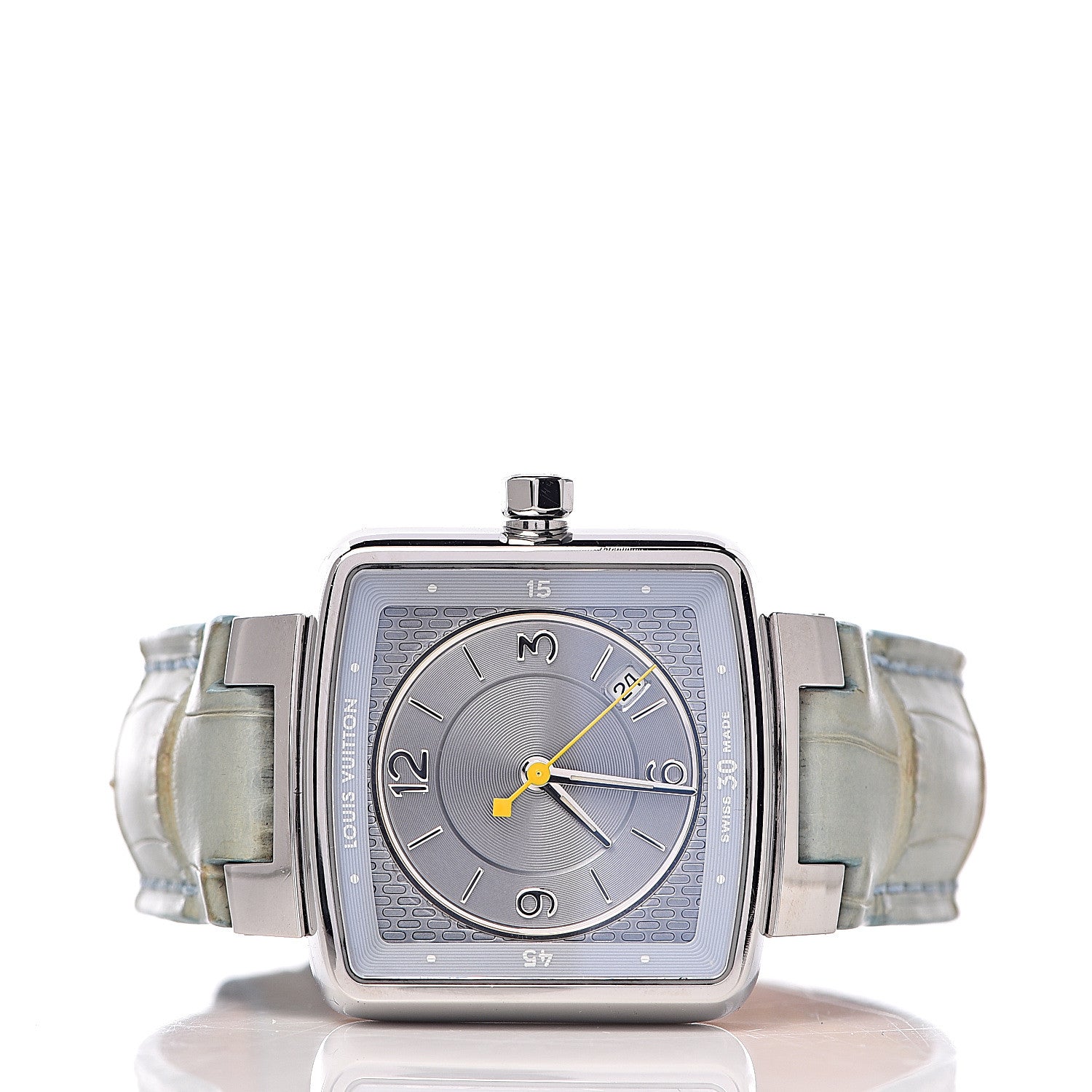 Louis Vuitton Stainless Steel Alligator 30mm Speedy Quartz Watch Blue 3 of 10