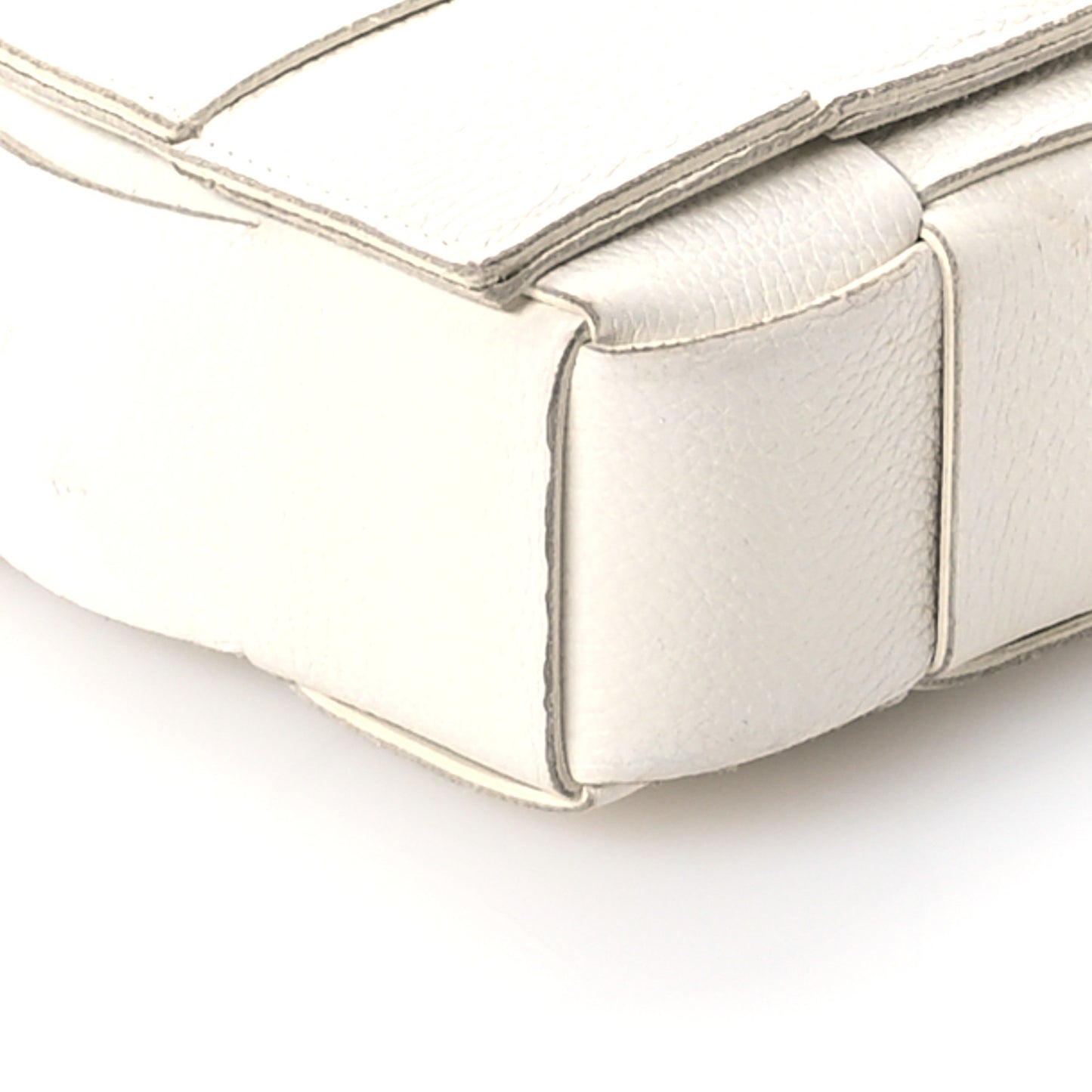 Grained Calfskin Maxi Intrecciato Cassette Crossbody Bag White