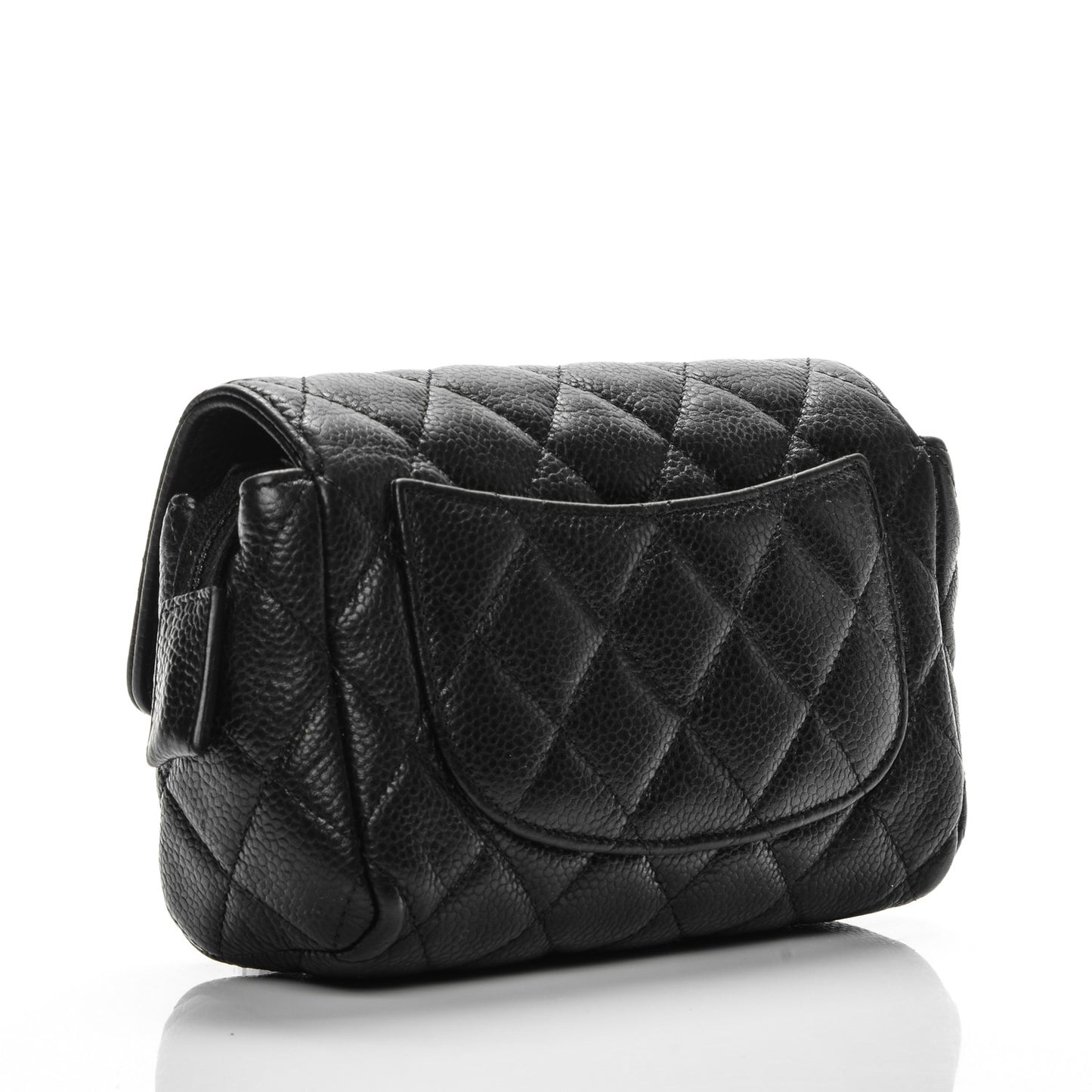 Caviar Quilted Flap Cosmetic Case Black