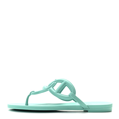 Hermes Rubber Womens Egerie Sandals 36 Vert Embrun 1 of 8