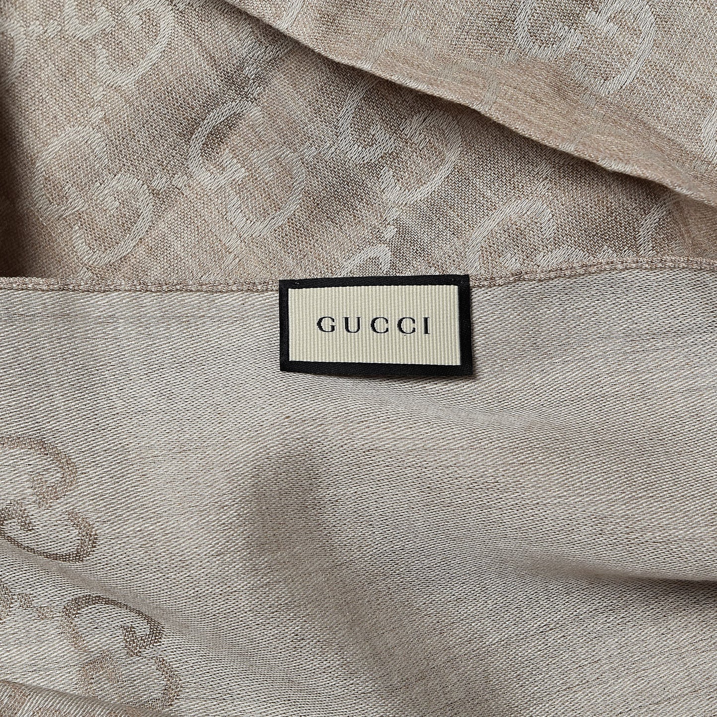Wool Silk GG Monogram GGNat Plus Scarf Sand