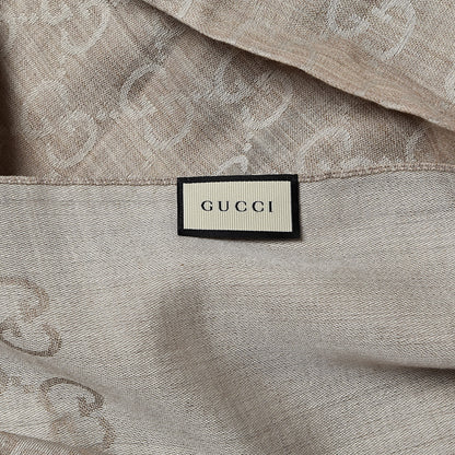 Gucci Wool Silk GG Monogram GGNat Plus Scarf Sand 5 of 6
