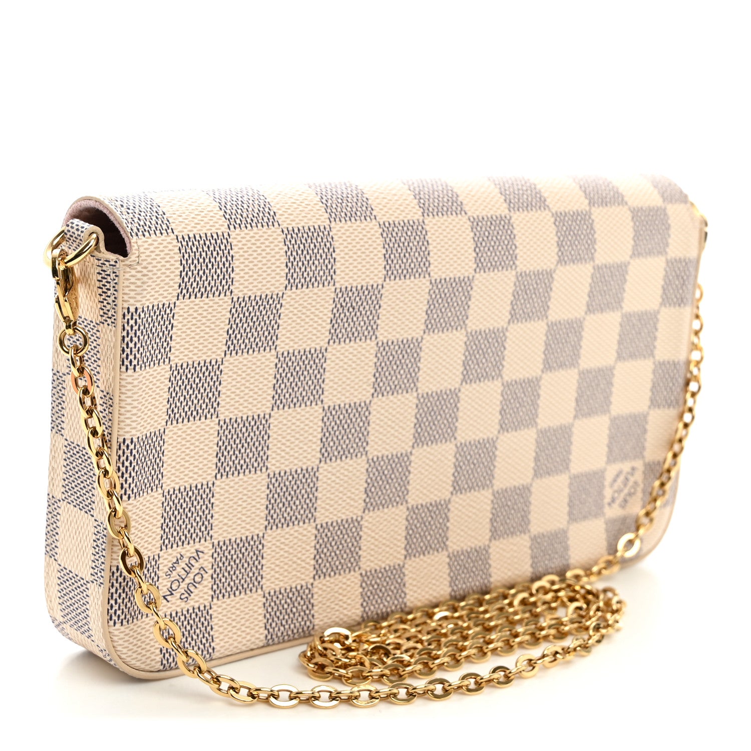 Louis Vuitton Damier Azur Pochette Felicie Chain Wallet Rose Ballerine 4 of 11