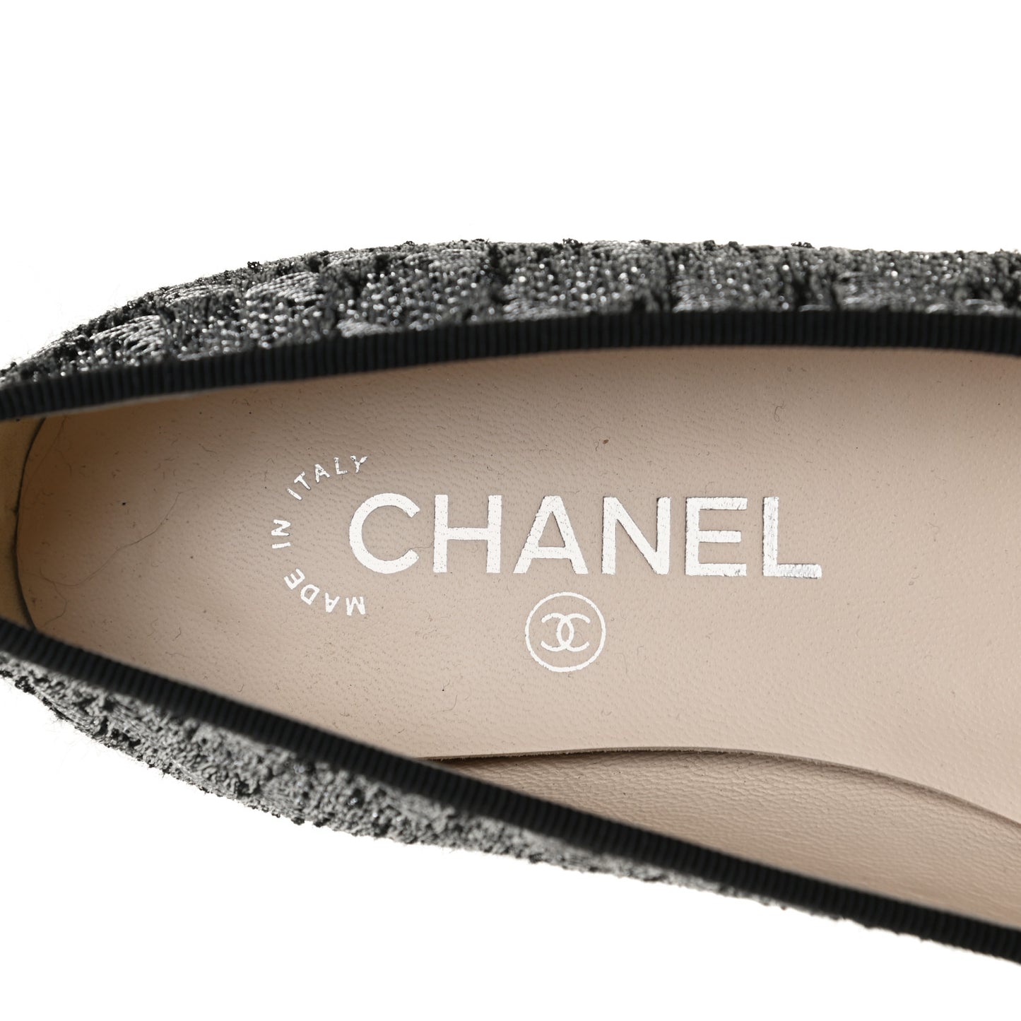 Tweed Sequin Cap Toe Ballerina Flats 37.5 Black Blue