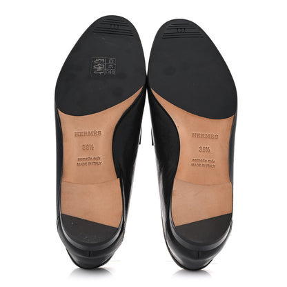 Hermes Goatskin Womens Paris Loafers 38.5 Black 5 of 9