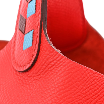 Hermes Epsom Tressage De Cuir Picotin Lock 18 PM Rouge Coeur Bleu du Nord Rouge H 14 of 15
