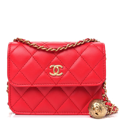 Chanel Lambskin Quilted Pearl Crush Clutch With Chain Red 1 of 4