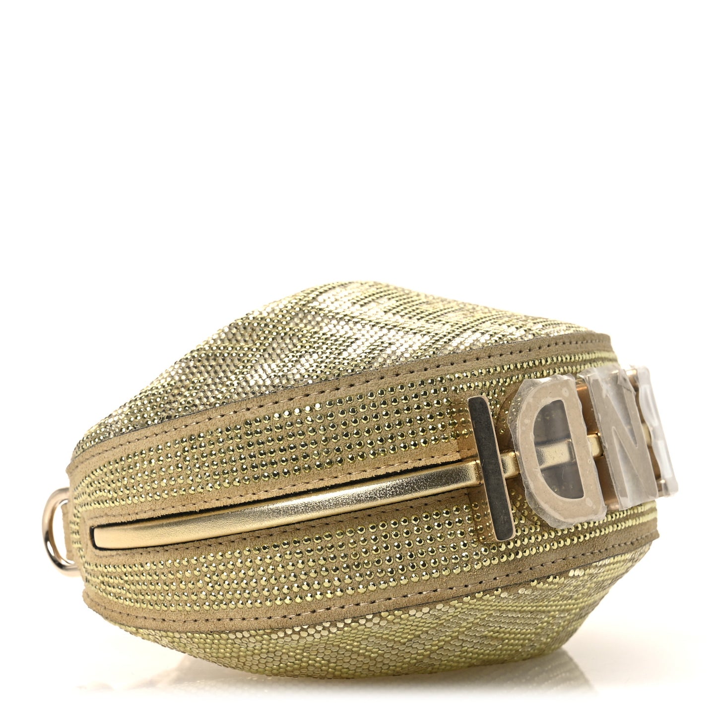 Crystal Vitello Laminato Suede FF Nano Fendigraphy Hobo Charm Platino