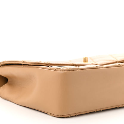 Chanel Calfskin Quilted Medium Wild Stitch Flap Beige 9 of 11