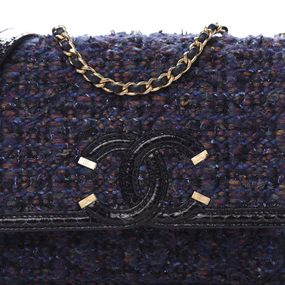 Chanel Tweed Watersnake Quilted Medium CC Filigree Flap Blue Black 12 of 12