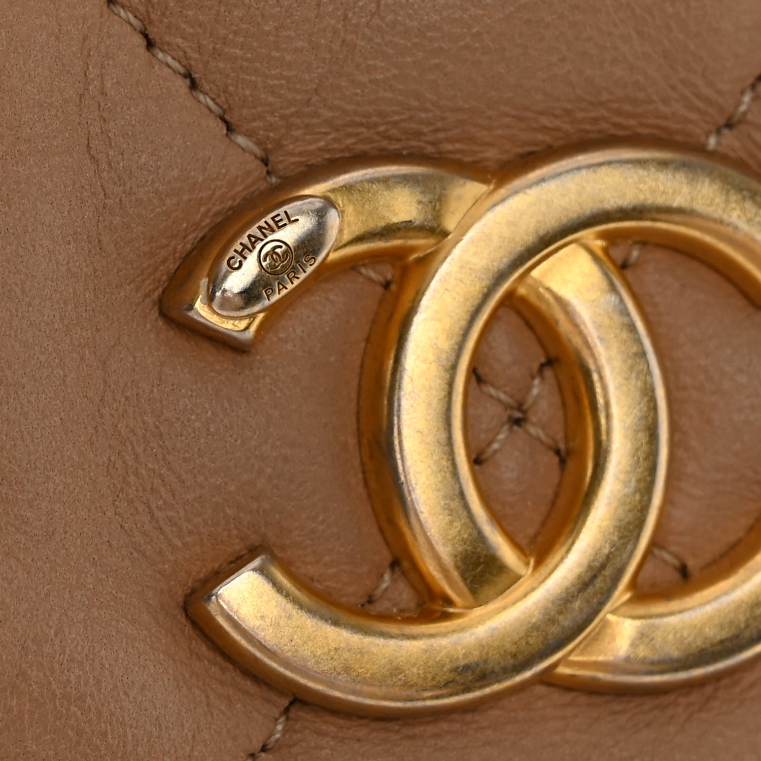 Chanel Lambskin Quilted Large CC Funky Town Hobo Beige 13 of 14