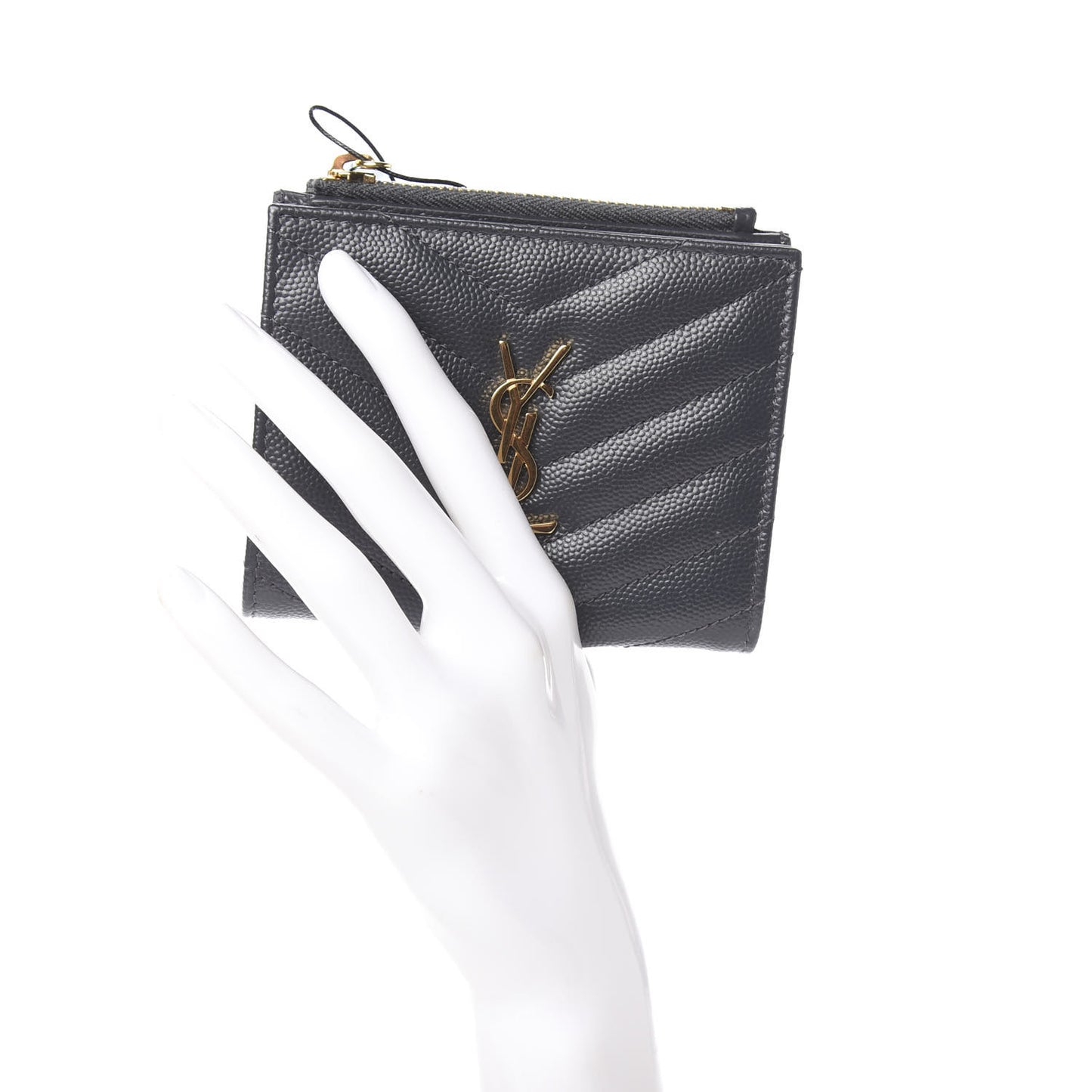 Grain De Poudre Matelasse Chevron Monogram Zipped Card Case Dark Smog