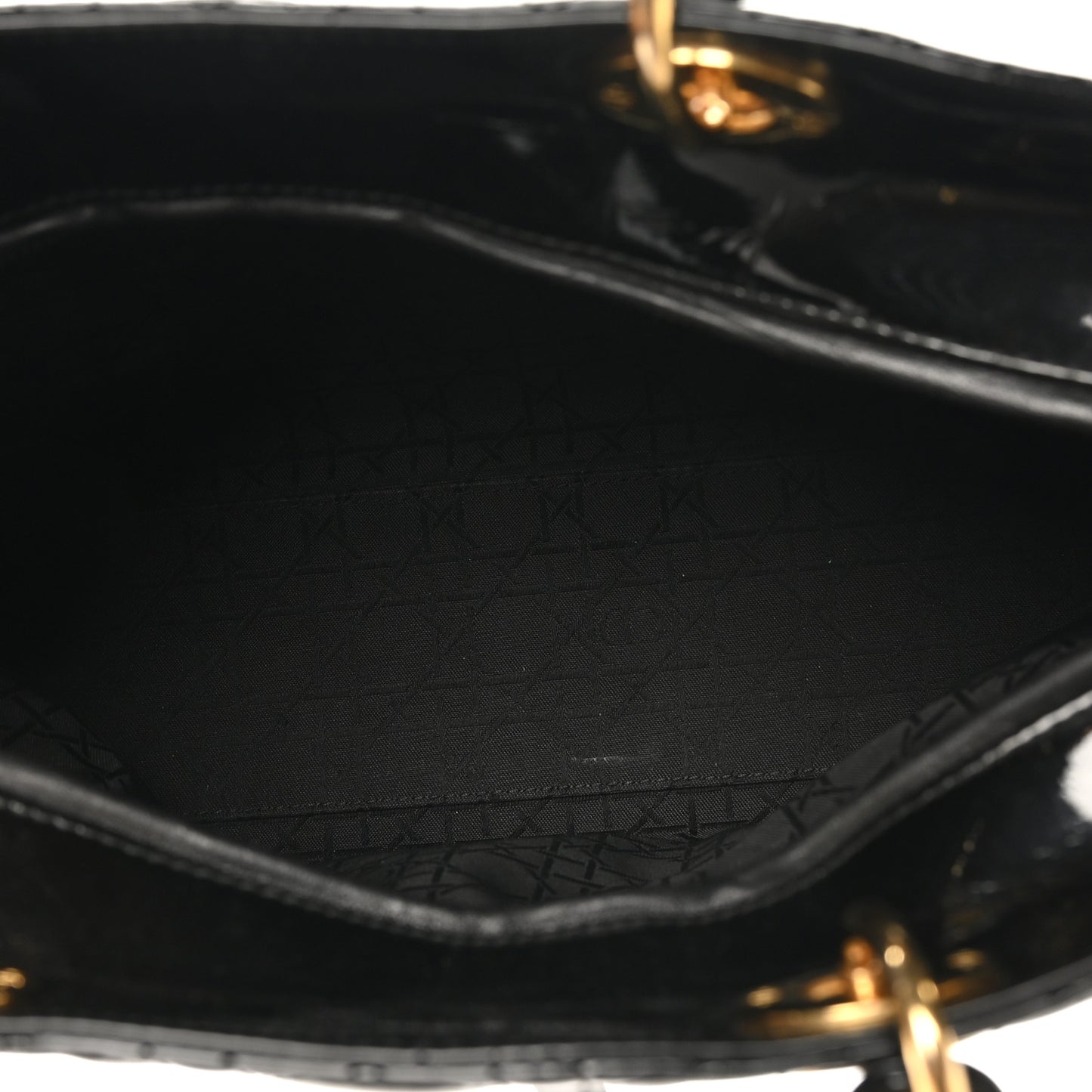 Patent Cannage Large Lady Dior Black