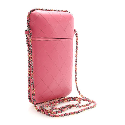 Chanel Lambskin Quilted Chain Around Phone Holder Pink 3 of 11