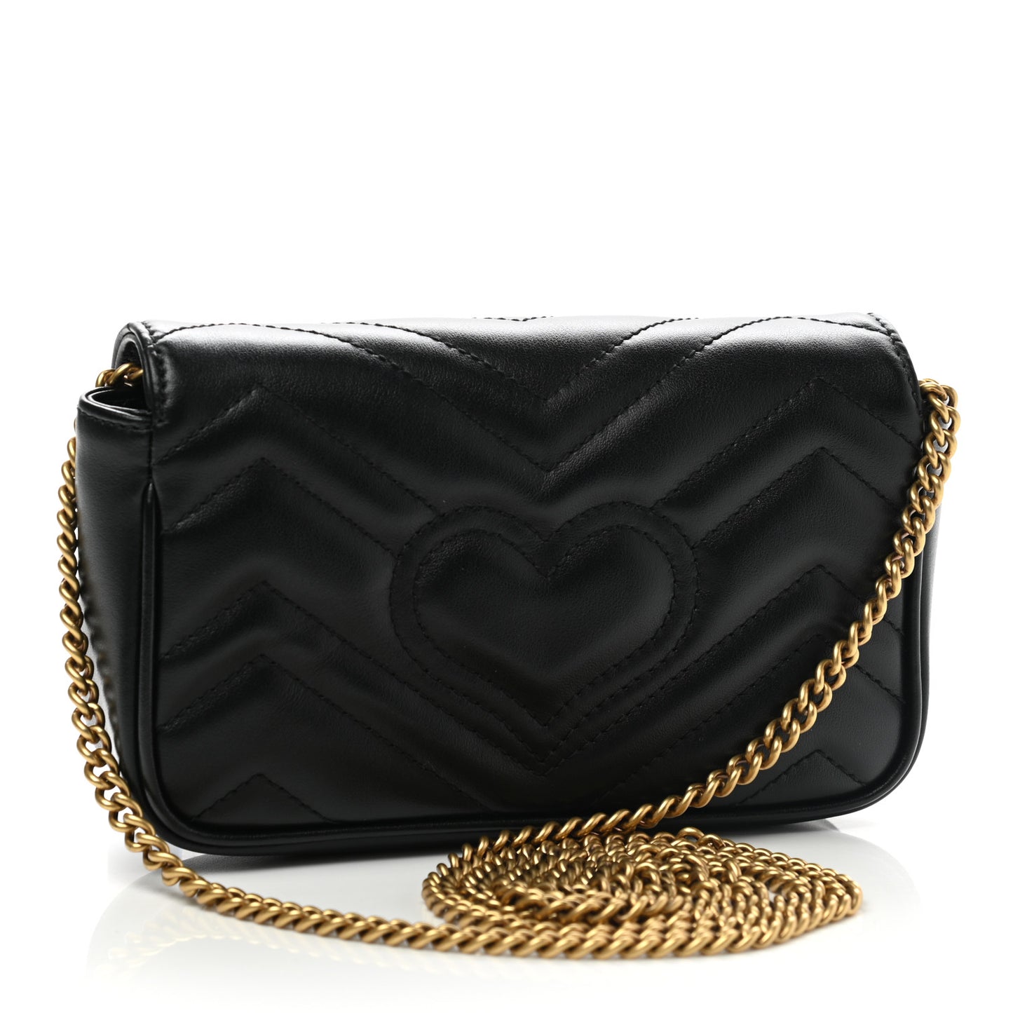 Calfskin Matelasse Super Mini GG Marmont Shoulder Bag Black