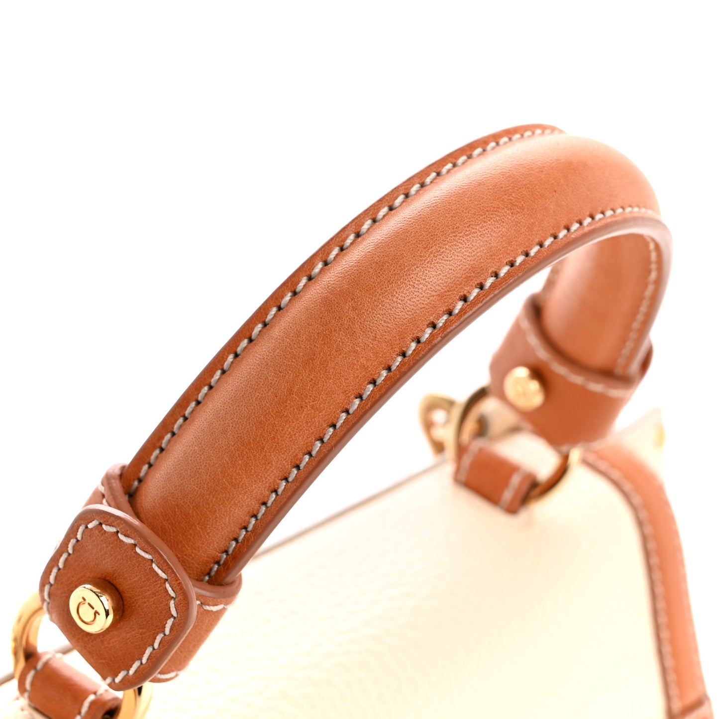 Grained Calfskin Small Sofia Satchel White Brown