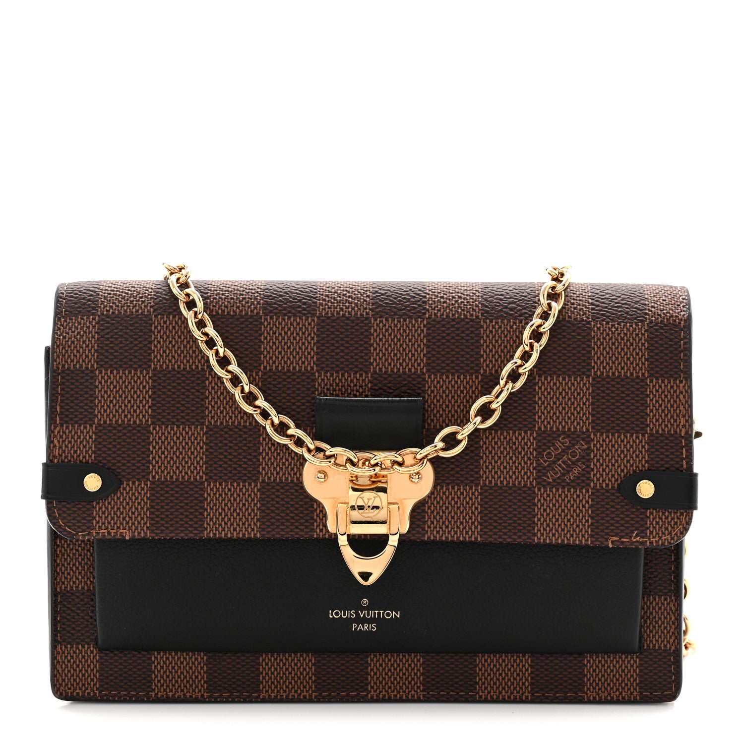 Louis Vuitton Damier Ebene Vavin Chain Wallet Black 1 of 9