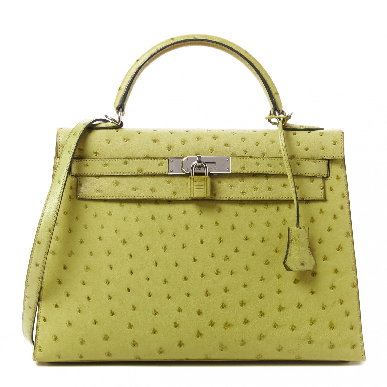 Hermes Ostrich Kelly Sellier 32 Vert Anis 1 of 34