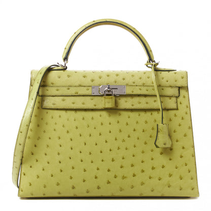 Hermes Ostrich Kelly Sellier 32 Vert Anis 1 of 34