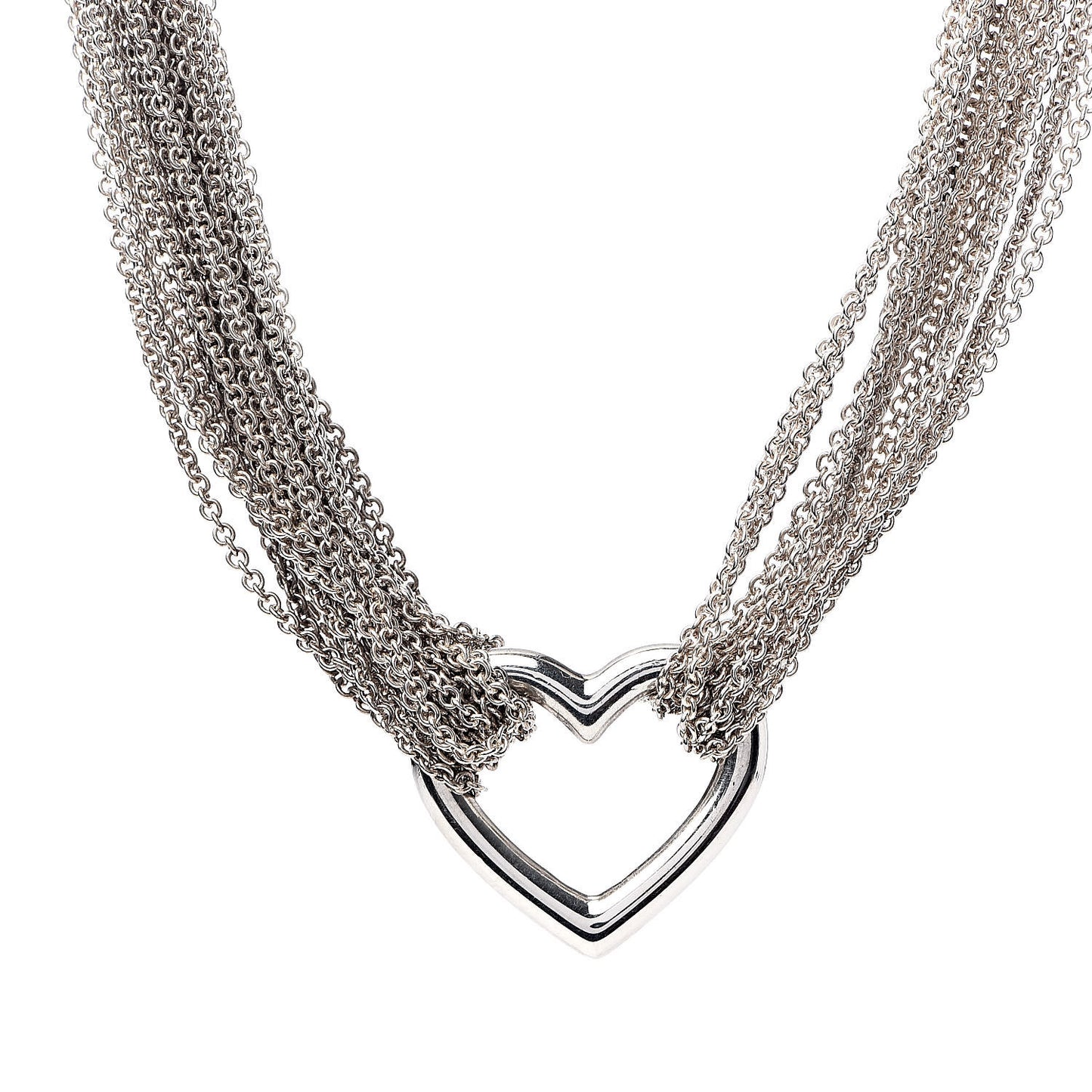Sterling Silver Heart Multi Chain Toggle Necklace