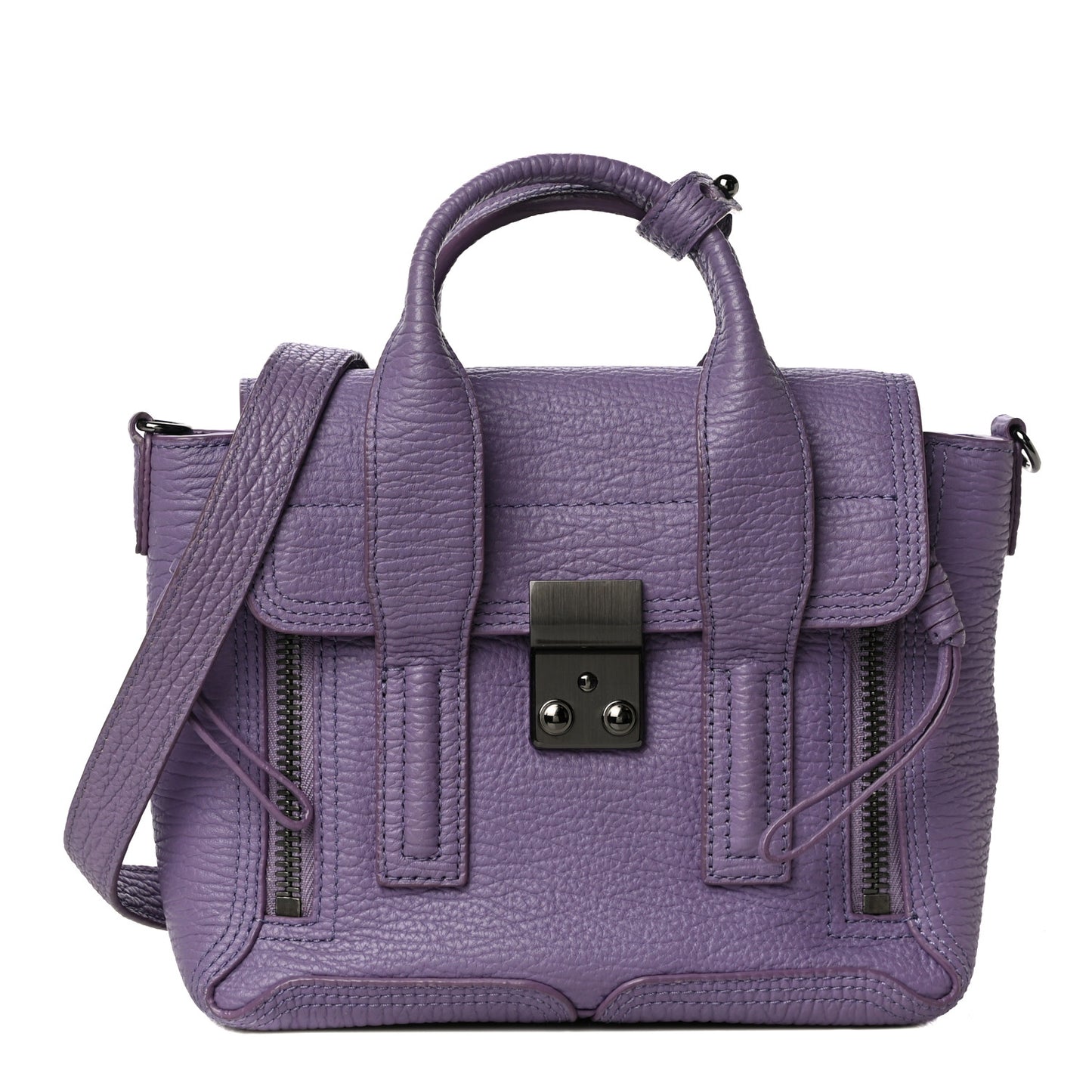 Textured Calfskin Mini Pashli Satchel Violet