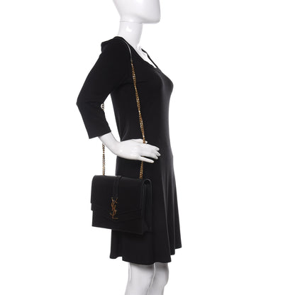 Saint Laurent Smooth Calfskin Monogram Medium Sulpice Shoulder Bag Black 2 of 10