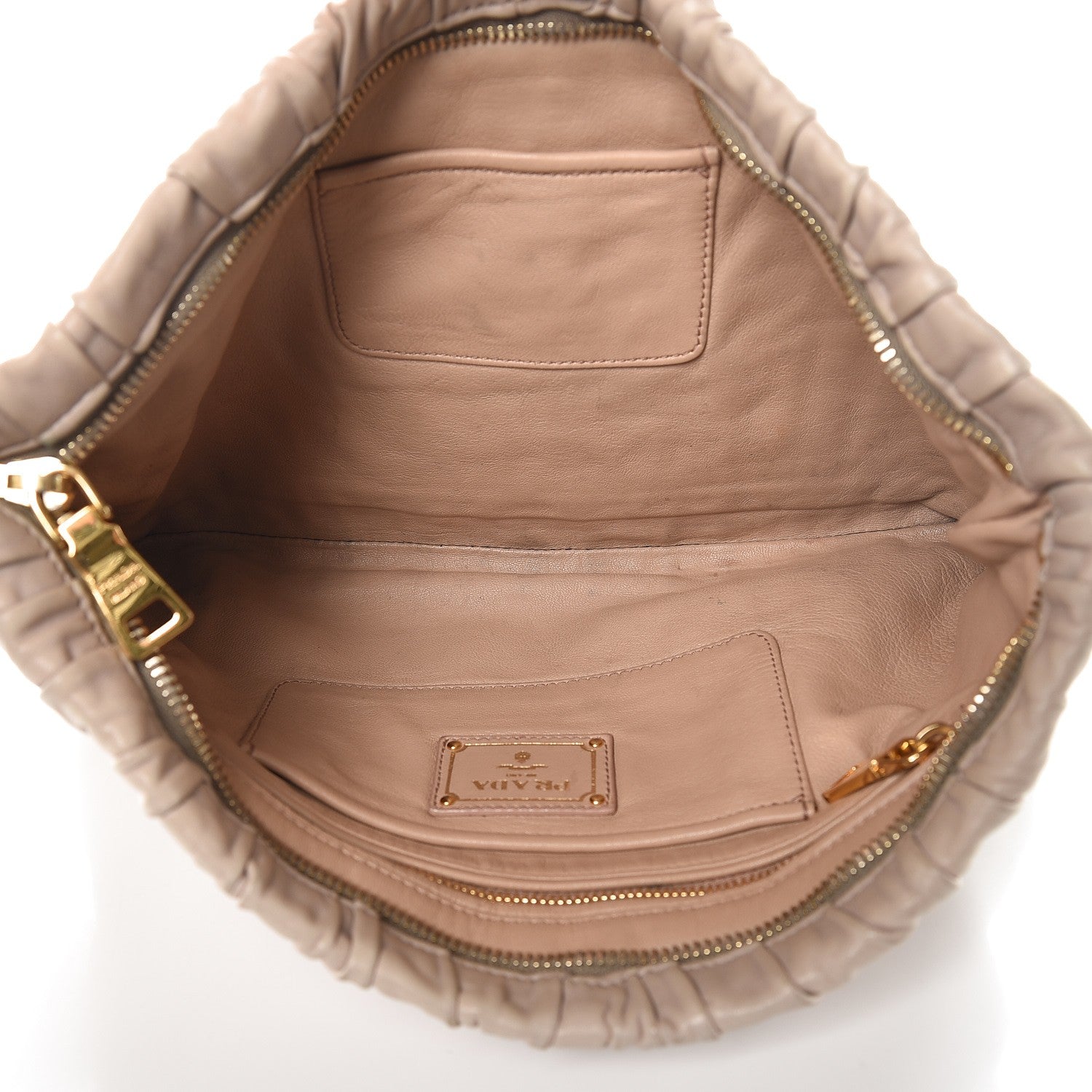 Prada Nappa Gaufre Ruched Clutch Pomice 5 of 14