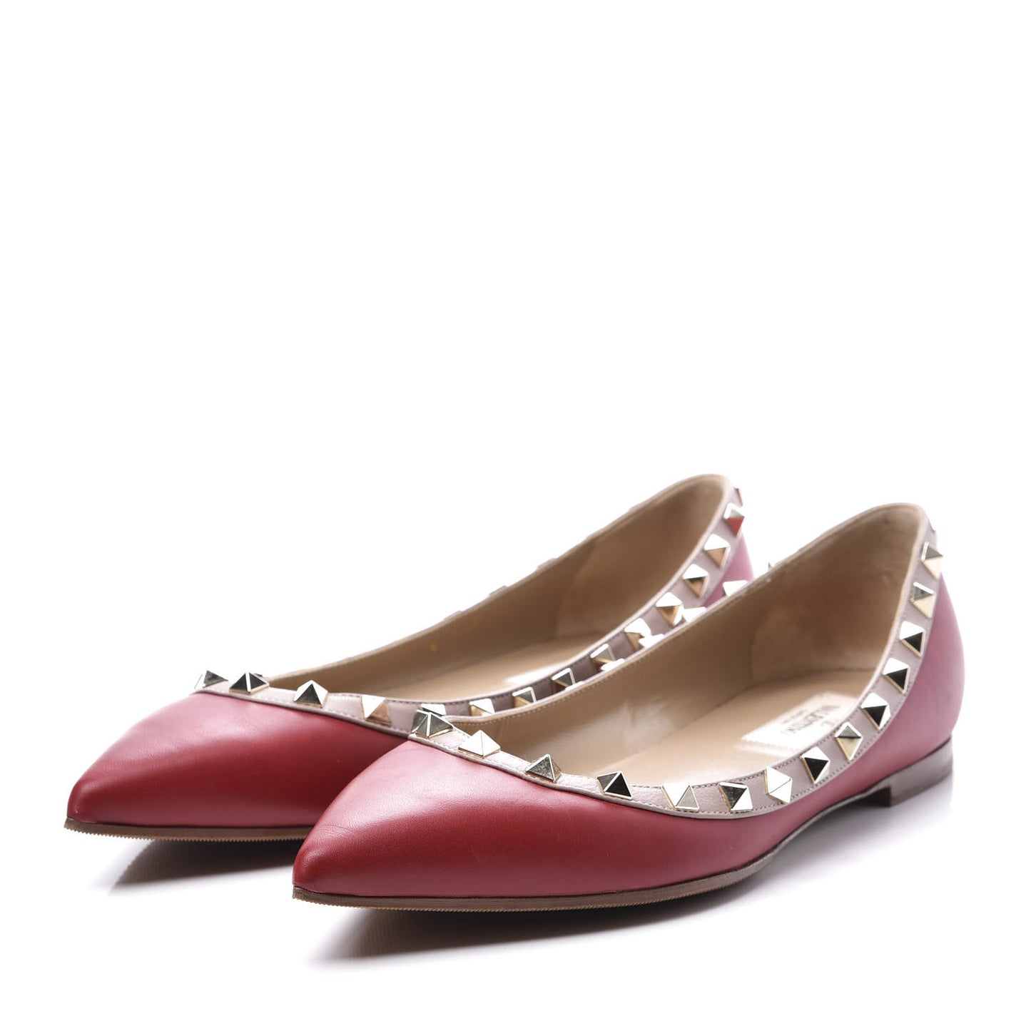 Nappa Rockstud Ballerina Flats 38 Red Poudre