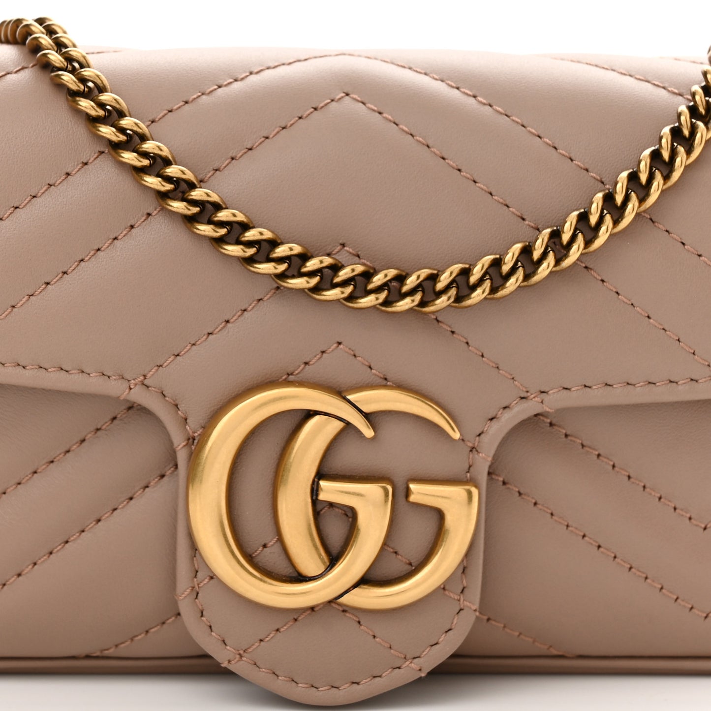 Calfskin Matelasse Super Mini GG Marmont Shoulder Bag Porcelain Rose