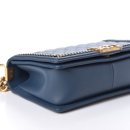 Chanel Calfskin Quilted Medium Top Handle Boy Flap Blue 8 of 9