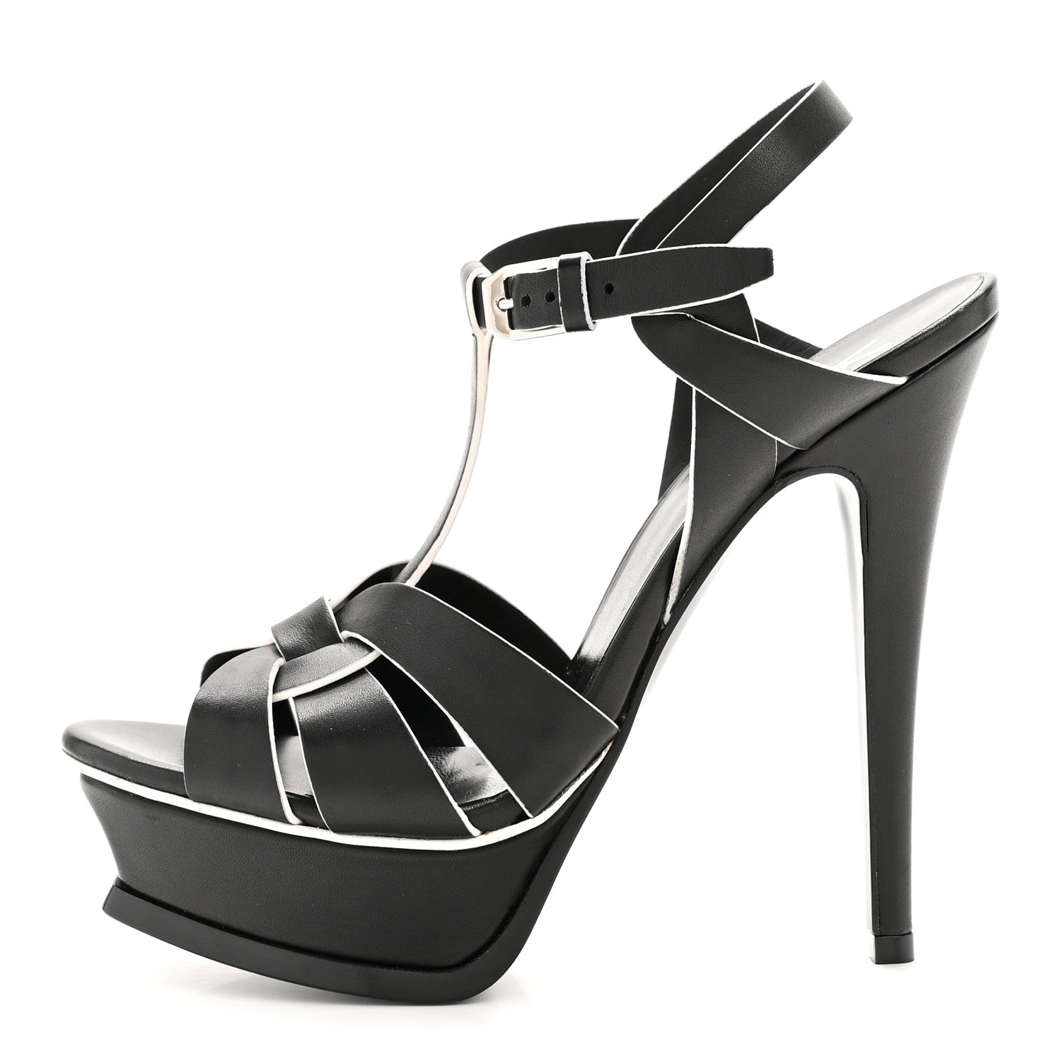 Saint Laurent Calfskin Tribute 105 Platform Sandals 36.5 Black 1 of 11