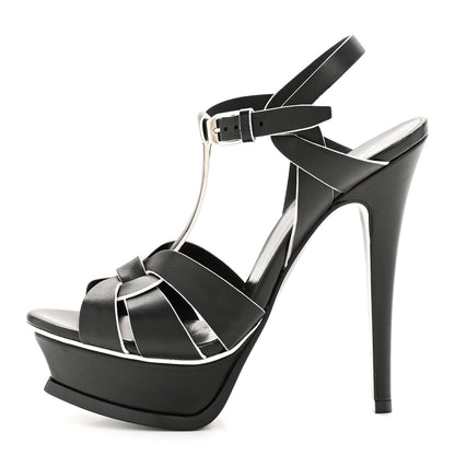 Saint Laurent Calfskin Tribute 105 Platform Sandals 36.5 Black 1 of 11