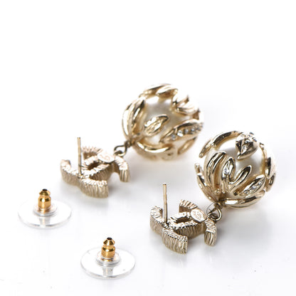 Chanel Crystal Pearl CC Drop Earrings Gold 4 of 5