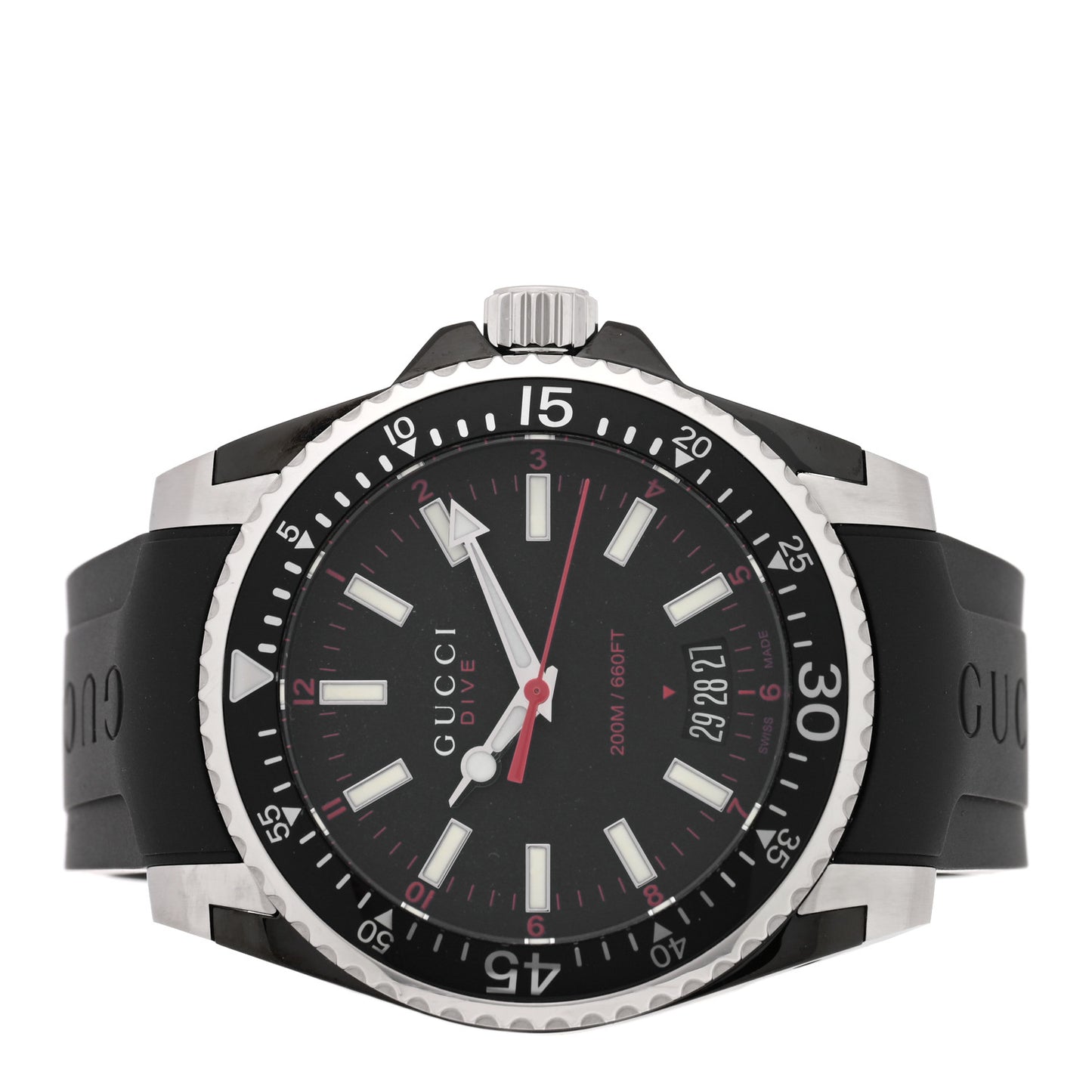 Stainless Steel Rubber 40mm Dive Quartz Watch Black