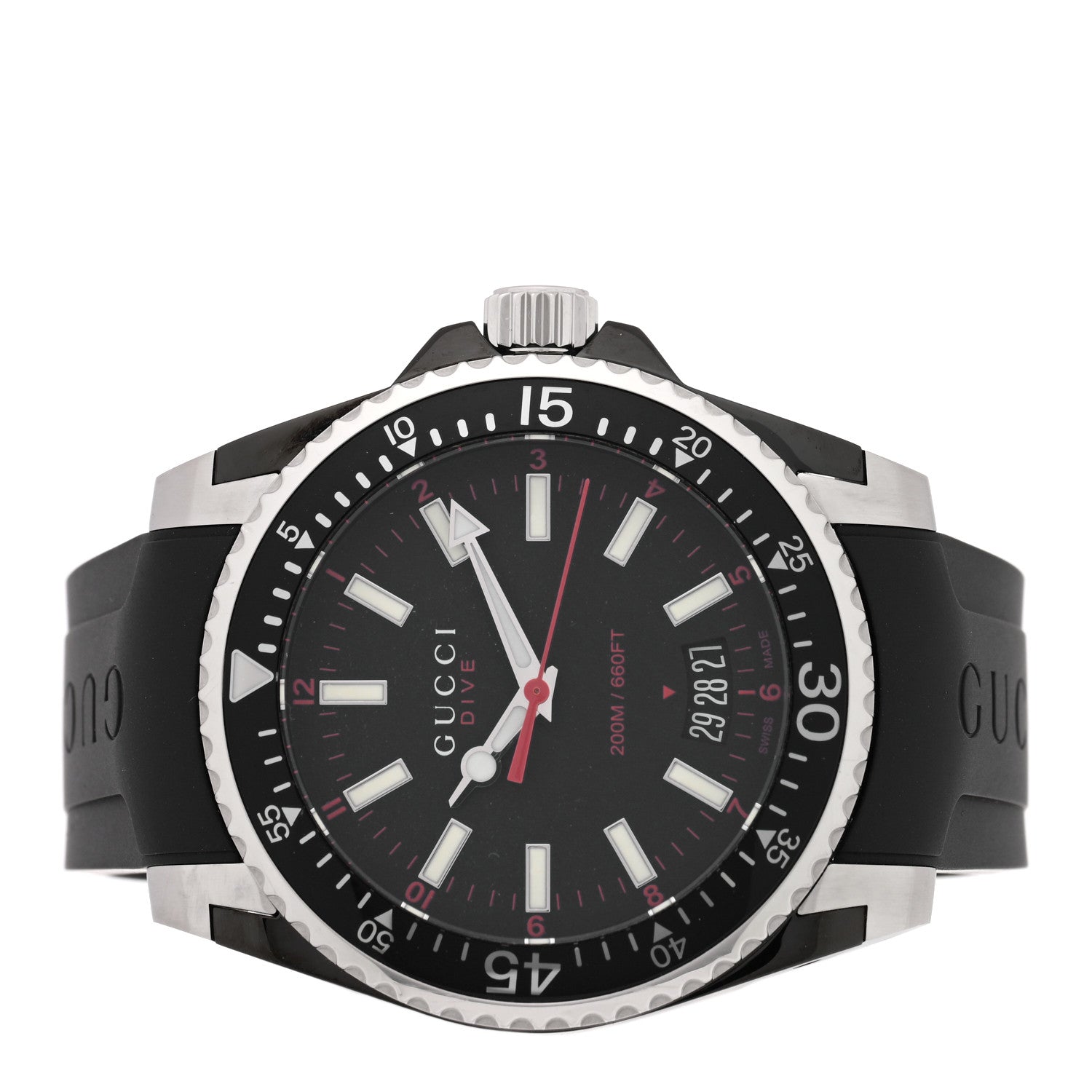 Gucci Stainless Steel Rubber 40mm Dive Quartz Watch Black 2 of 5