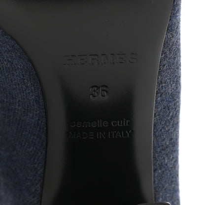 Hermes Knit Calfskin Volver 60 Ankle Boots 36 Bleu Diplomatique 6 of 9