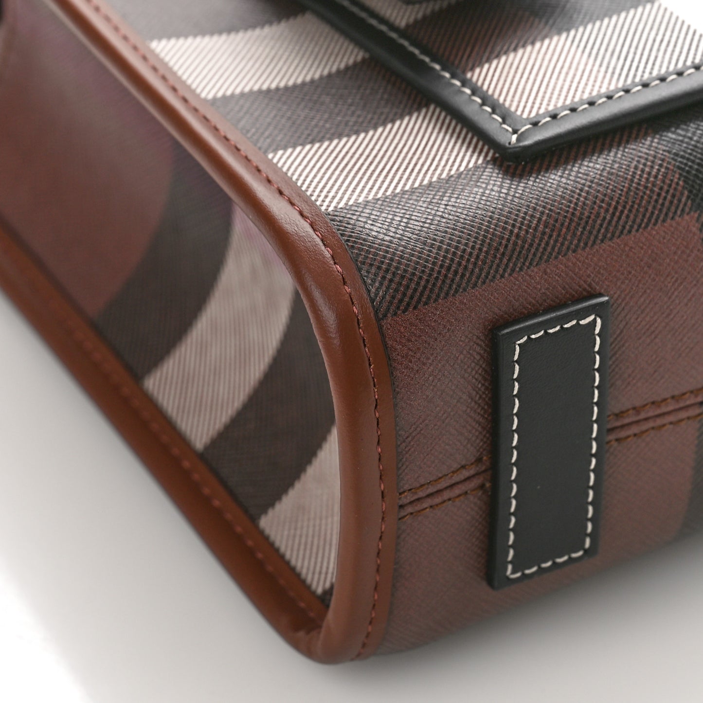 E-Canvas Check Calfskin Mini Freya Tote Dark Birch Brown