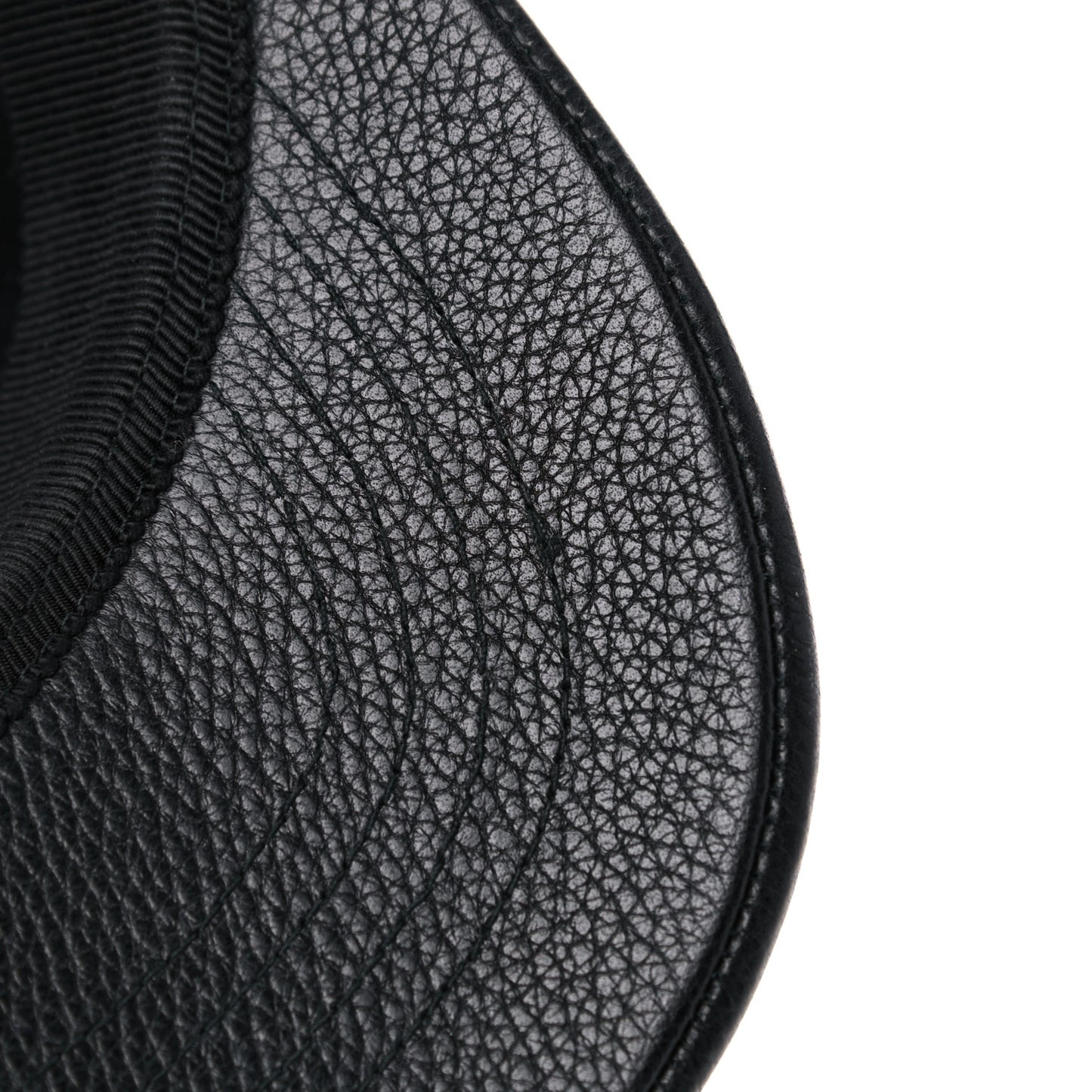 Grained Calfskin Logo Baseball Hat S 57 Black