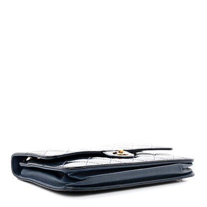 Chanel Patent Goatskin Quilted CC Eyelet Wallet On Chain WOC Blue 4 of 13