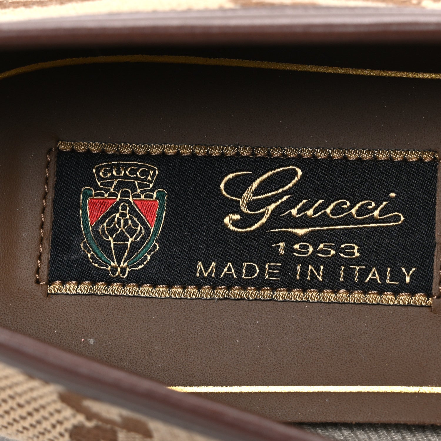 Gucci Monogram Jumbo GG Malaga Kid Womens 1953 Horsebit Loafers 39 Beige Ebony New Acero 9 of 9
