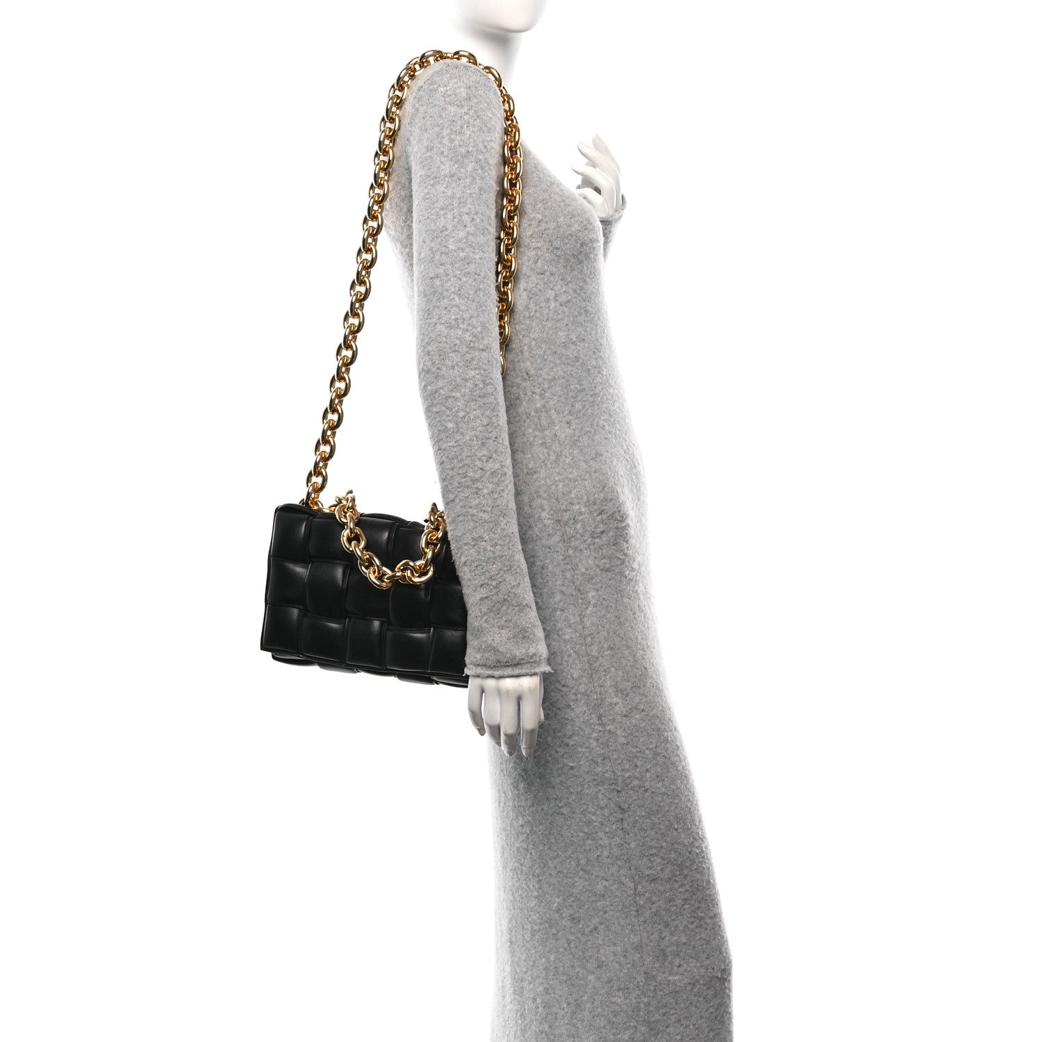 Bottega Veneta Lambskin Maxi Intreccio Padded Chain Cassette Crossbody Bag Black 2 of 10
