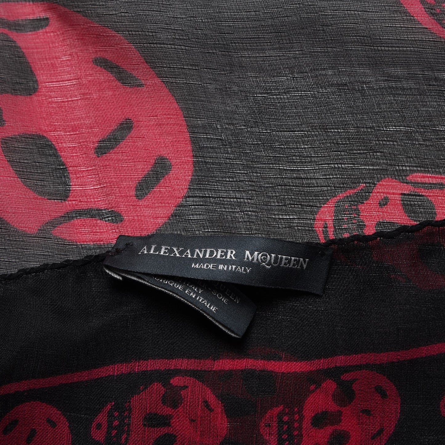 Silk Chiffon Skull Scarf Black Pink