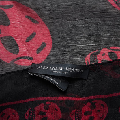 Alexander McQueen Silk Chiffon Skull Scarf Black Pink 5 of 7
