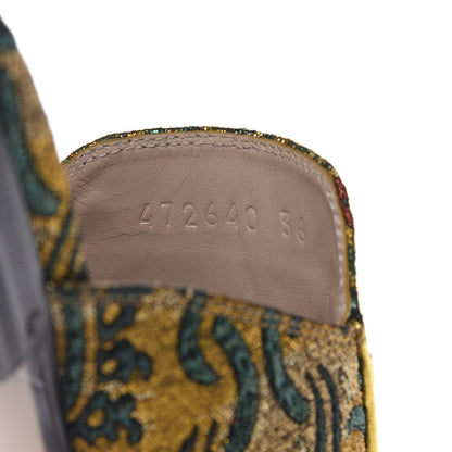 Gucci Iridescent Brocade Womens Princetown Slippers 36 Gold Multicolor 9 of 10