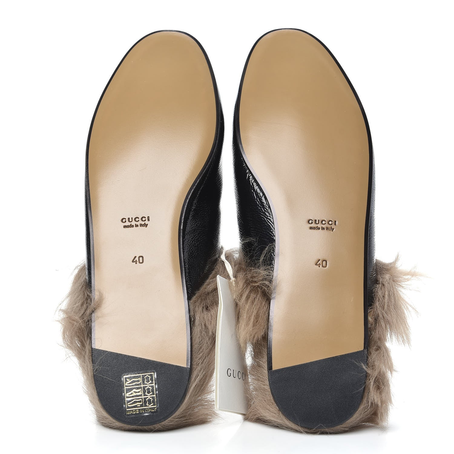 Gucci Patent Fur Womens Princetown Slippers 40 Black Natural 5 of 8