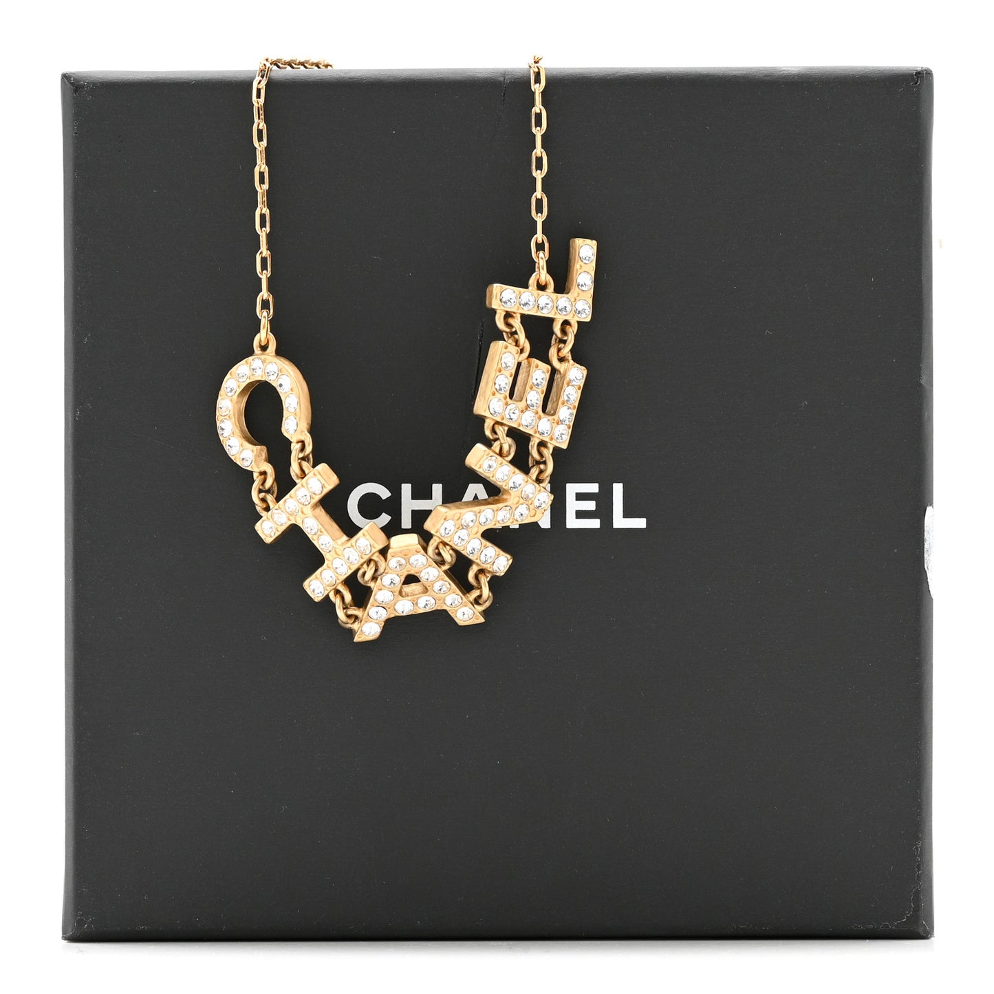 Metal Crystal 90's Icon Logo Necklace Gold