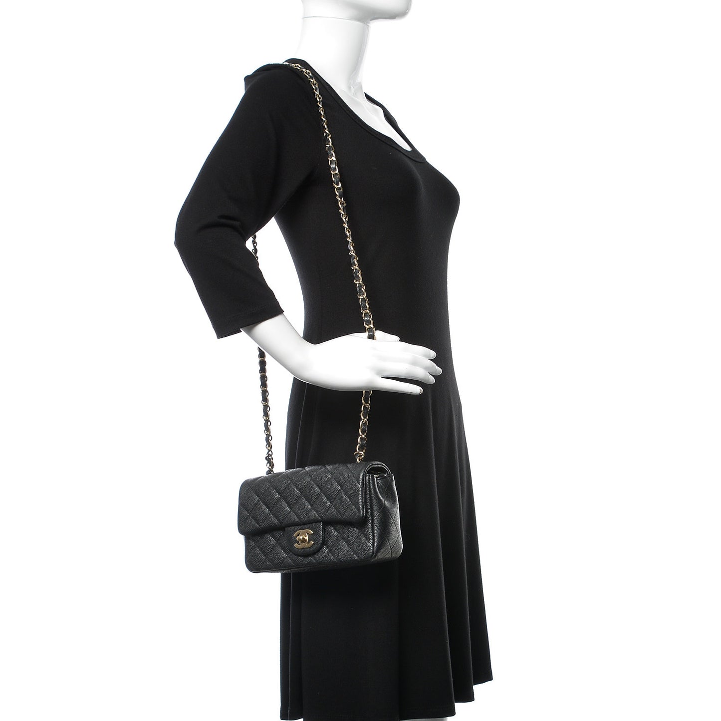 Caviar Quilted Mini Rectangular Flap Dark Charcoal