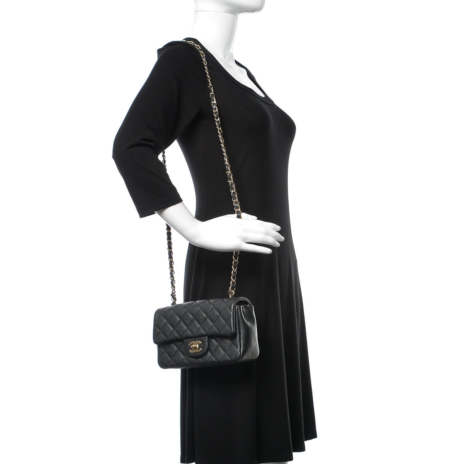 Chanel Caviar Quilted Mini Rectangular Flap Dark Charcoal 2 of 10